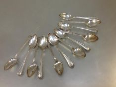 A set of twelve Victorian Scottish silver teaspoons, George & Michael Crichton, Edinburgh 1875, bead