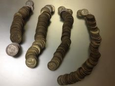 A mixed group of c. 200 UK pre-1947 coins including 2 shillings, half crowns etc