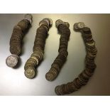 A mixed group of c. 200 UK pre-1947 coins including 2 shillings, half crowns etc