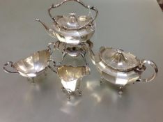 A George V Scottish silver four piece tea service, John Alexander Fettes, Glasgow 1912, comprising