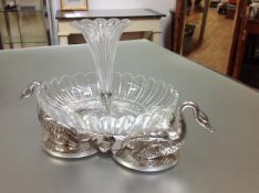 Early cycling interest: Elkington & Co, a striking silver-plated and cut-glass table centrepiece, c.