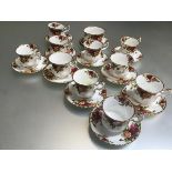 A Royal Albert Old Country Rose twenty three piece part teaset, with transfer printed decoration,