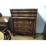 A 19thc mahogany Scottish column chest, the rectangular top above two cushion fronted drawers, above