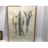 Modern French School, Oasis, charcoal and crayon on paper, signed indistinctly and dated '89 (