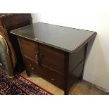 An Edwardian mahogany glazed tray top wash stand fitted two panel doors and single frieze drawer,