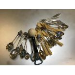 A collection of souvenir white metal and Epns and silver teaspoons, miscellaneous jam spoons, Epns