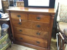 A Victorian mahogany chest, the rectangular top with moulded edge above two short and three