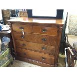 A Victorian mahogany chest, the rectangular top with moulded edge above two short and three