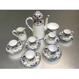 A Royal Worcester 1930s/40s fifteen piece coffee set comprising coffee pot, sugar basin, milk jug,