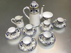 A Royal Worcester 1930s/40s fifteen piece coffee set comprising coffee pot, sugar basin, milk jug,
