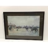 Lionel Edwards, Regimental Depot, Melton Mowbray, print, signed on reverse by regimental figures, in