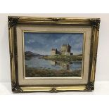 Eilean Donan Castle, Loch Duich, Ross shire, oil on canvas board, signed with initials (19cm x