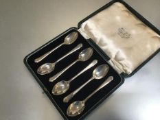 A set of six Birmingham silver teaspoons retailed by William & Sharp, Edinburgh, in original