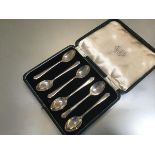 A set of six Birmingham silver teaspoons retailed by William & Sharp, Edinburgh, in original