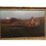 The Young Shepherd with Flock, oil on canvas, signed lower right, J Farquharson and on left