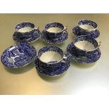 A Spode 1920s Italianware blue and white transfer printed fourteen piece part teaset