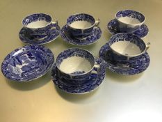 A Spode 1920s Italianware blue and white transfer printed fourteen piece part teaset