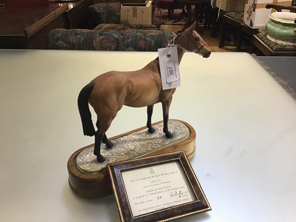 A Royal Worcester limited edition porcelain model of Arkle, owned by the Duchess of Westminster,