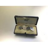A pair of Birmingham silver oval sleevelinks (each: 2cm x1.5cm), complete with original fitted case,