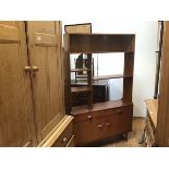 A G Plan style teak 1960s room divider, the top with twin sliding glazed panels over an