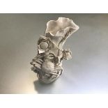 A Chinese blanc de chine vase with naturalistic style crab and floral decoration (h.15cm) (losses)