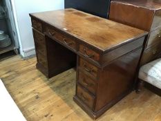 A Holland & Sons, Mount Street, London, mahogany twin pedestal kneehole desk, the top with moulded