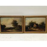 Continental School, T.S. Willis, Figures in a Rural Landscape, oil on panel, signed and companion (