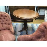 A part 19thc mahogany oval occasional table with fluted centre column, on tripod support (h.76cm x