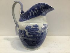 A Spode blue and white Tower pattern ewer with impressed mark verso (h.12cm base: 12cm)