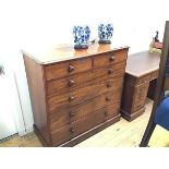 A 19thc mahogany chest, the rectangular top with moulded edge above two long and four graduated long