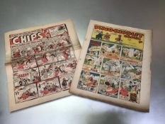 A Knockout Comic May 21st 1949 and an Illustrated Chips 21st May 1949 comic (h.29cm x 23cm)