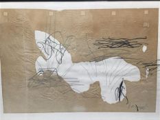 20thc School, mixed media with paper, charcoal and pencil, signed indistinctly (50cm x 74cm