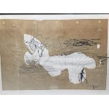 20thc School, mixed media with paper, charcoal and pencil, signed indistinctly (50cm x 74cm