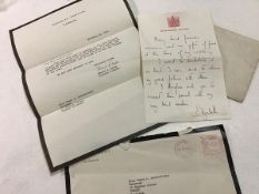 A letter from the American Embassy, London, November 26th 1963 from Edward D Myers, Cultural