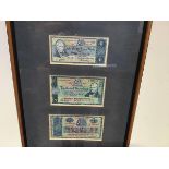 British Linen Bank one pound note, a British Linen Bank five pound note and a British Linen Bank one