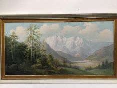 G. Bonacina, Alpine Scene, oil on canvas, signed (58cm x 119cm excluding frame)