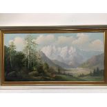 G. Bonacina, Alpine Scene, oil on canvas, signed (58cm x 119cm excluding frame)