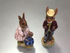 A Royal Doulton Bunnykins figure, Dolly Bunnykins and a Royal Doulton Bunnykins figure, Mr Bunnykins