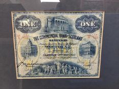 A Commercial Bank of Scotland, one pound note, Edinburgh 2nd January 1912 (folded) (11cm x 14cm)