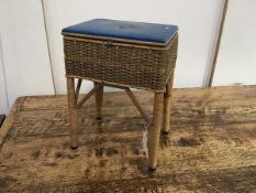 A 1920s/30s miniature sewing box with vinyl top and canework sides (h.40cm x 28cm x 21cm)