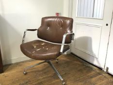 A Preben Fabricius & Jørgen Kastholm, office chair, upholstered in brown patinated leather, with