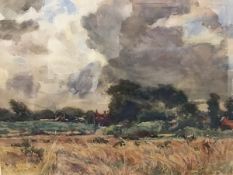 19thc British School, A.D.N.C., Pastoral Scene with Figure, watercolour, signed with initials, in