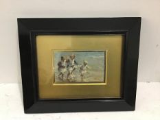 After Robert Gemmel Hutchison, Three Children Playing, lithographic print, in ebonised frame (8cm