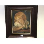 19thc School, Boy with Apple, pastel on board (35cm x 28cm excluding frame)