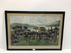 Highland Gathering in the Trossachs, Loch Katrine, oileograph, complete with Clan Chiefs (47cm x