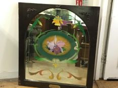 Ex Smithies Bar, Canonmills, Edinburgh, a mahogany framed arched pub mirror with reverse painted