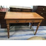 A satinwood birch Edwardian side table, the rectangular top with moulded edge above two frieze