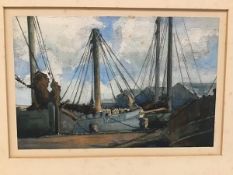 Reg Ramsay, Fishing Boats at Rest, watercolour, signed and dated '29, unframed (17cm x 25cm)