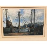 Reg Ramsay, Fishing Boats at Rest, watercolour, signed and dated '29, unframed (17cm x 25cm)