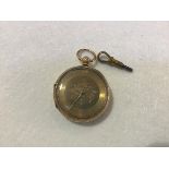 A Victorian gentleman's open faced 18ct gold pocket watch with engraved floral dial and case,